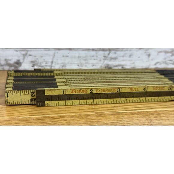 EVANS 6 Foot Wood Folding Rule With Brass Extension # X40 Made In USA - Picture 2 of 5
